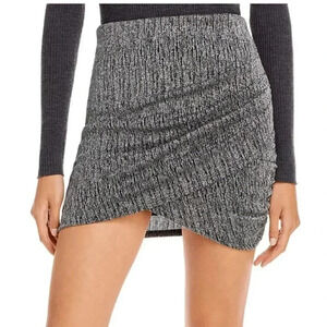 Aqua Silver Bodycon Ruched Mini Skirt